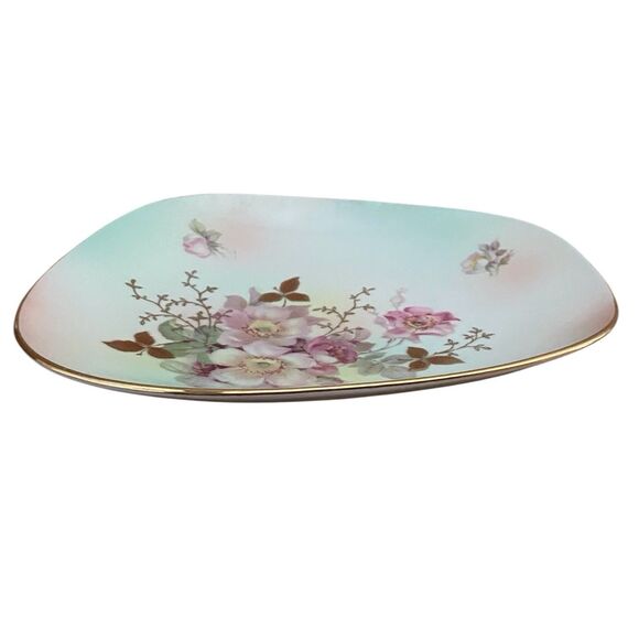 VTG Bavaria Schumann Arzberg Germany Trinket Plate Wild Rose Blush/Gold Trim - Picture 5 of 7